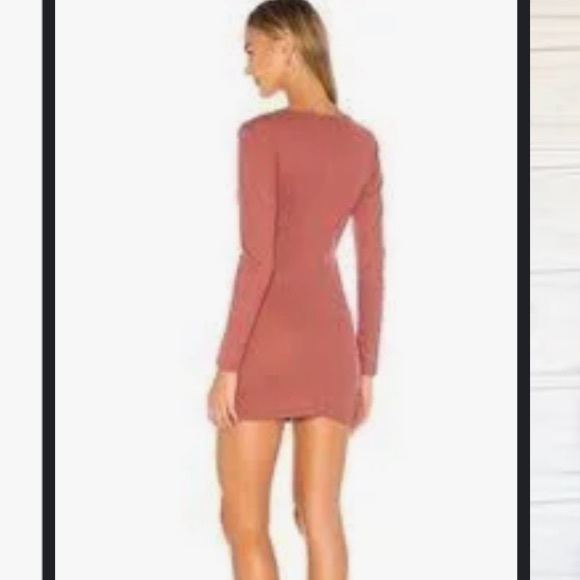 superdown Revolve Nickie Waffle Knit Long Sleeve Notched Neck Dress Dusty RoseXS - Picture 5 of 15